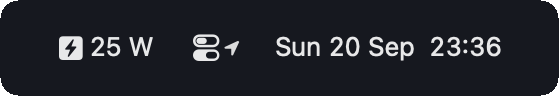 macOS menu bar with Anker Power showing live watts